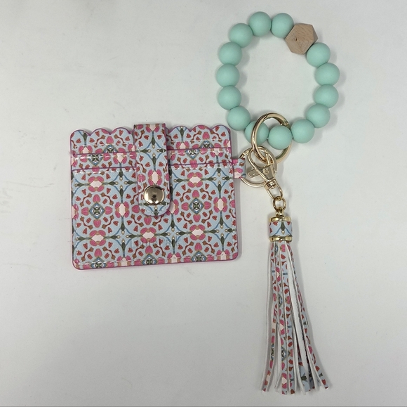 Laura Park Accessories - Laura Park Gasparilla Keychain Wristlet Card Bracelet Wallet Light Blue Pink